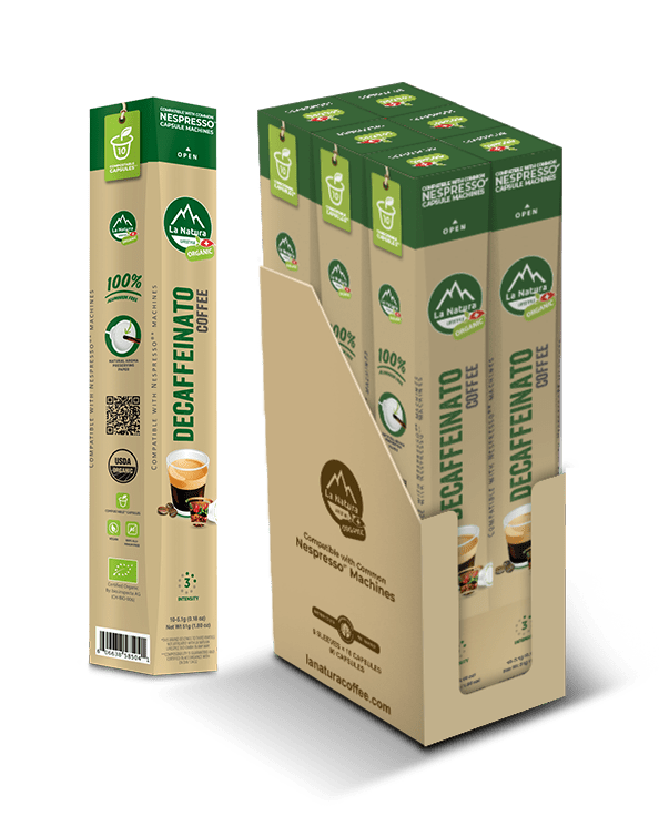 type Ombord udelukkende La Natura Organic Compostable Coffee Capsules - Decaffeinato