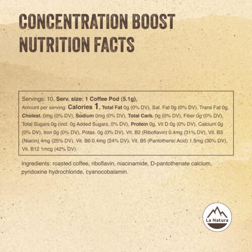 Concentration Boost Coffee - Nutrition Facts
