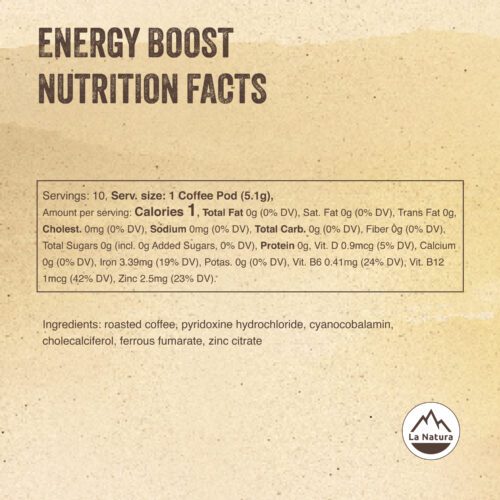 La Natura Energy Boost Coffee - Nutrition Facts