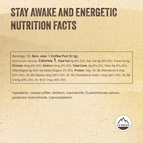 La Natura Stay Awake and Energetic Coffee Nutrition Information